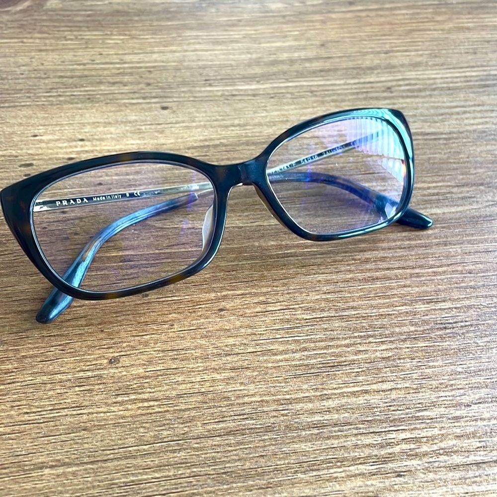 PRADA Tortoiseshell Glasses Gold Frames